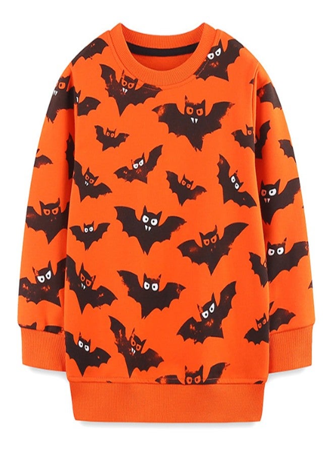 warmstraw Toddler Boys Girls Sweatshirt Long Sleeve Cotton Cute Halloween Tops Tees Shirt Orange 4-5T - Image 1