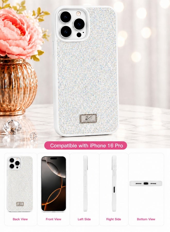 غطاء هاتف فاخر واقٍ مزين بأحجار الكريستال والراينستون اللامعة لهاتف Apple iPhone 16 Pro – وردي - Image 2