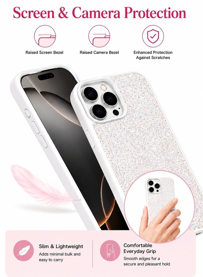 غطاء هاتف فاخر واقٍ مزين بأحجار الكريستال والراينستون اللامعة لهاتف Apple iPhone 16 Pro – وردي - Image 5