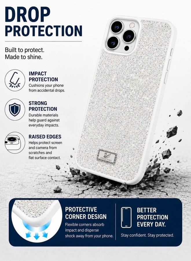 غطاء هاتف فاخر واقٍ مزين بأحجار الكريستال والراينستون اللامعة لهاتف Apple iPhone 16 Pro – وردي - Image 4