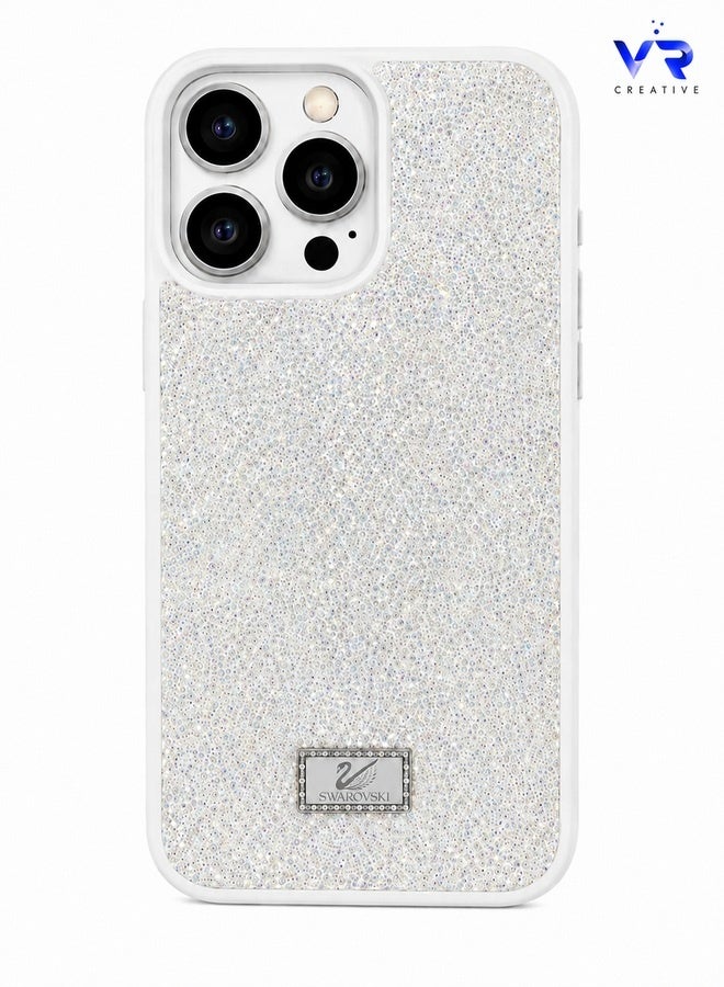 غطاء هاتف فاخر واقٍ مزين بأحجار الكريستال والراينستون اللامعة لهاتف Apple iPhone 16 Pro – وردي - Image 1