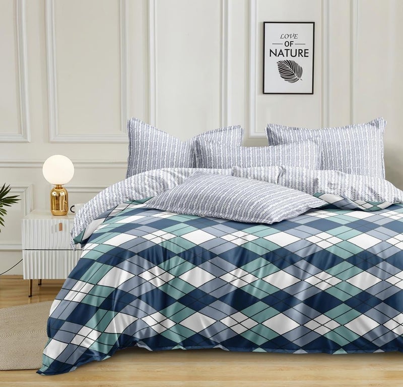 RVANS CREATIONS Rvans Creations Cotton Feel Glace Cotton All Round Elastic Fitted Single Bed Bedsheet with 1 Pillow Cover 4 Feet x 6 Feet 48 Inches x 72 Inches x 6 InchesBlue Box  - Image 1