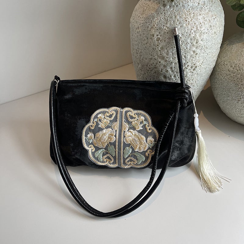 New Chinese Style National Style Embroidered Small Bag Women'S Summer Western Style All-Match Work Commuter Shoulder Crossbody Bag - Image 3