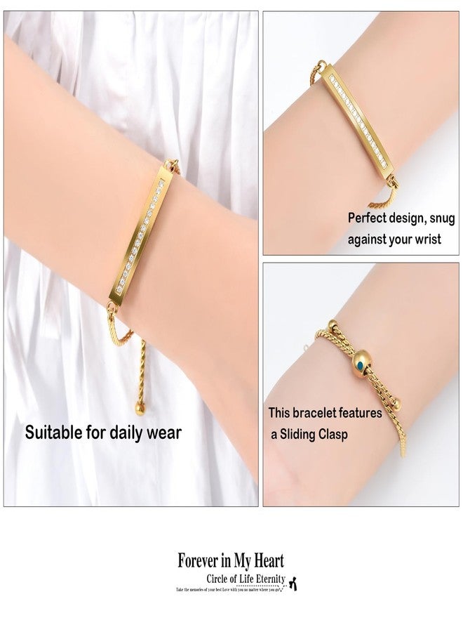 Hearbeingt Memorial Ashes Bracelet,Cremation Jewelry Urn Bracelet for Ashes Adjustable Classic Crystal Keepsake Bangle for Women Girl(Gold) - Image 2