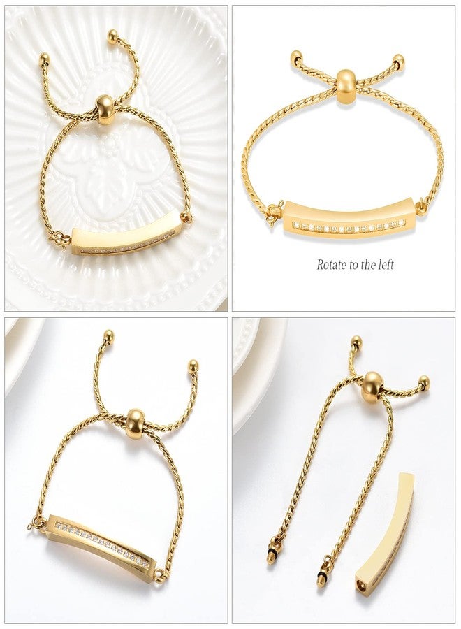 Hearbeingt Memorial Ashes Bracelet,Cremation Jewelry Urn Bracelet for Ashes Adjustable Classic Crystal Keepsake Bangle for Women Girl(Gold) - Image 3