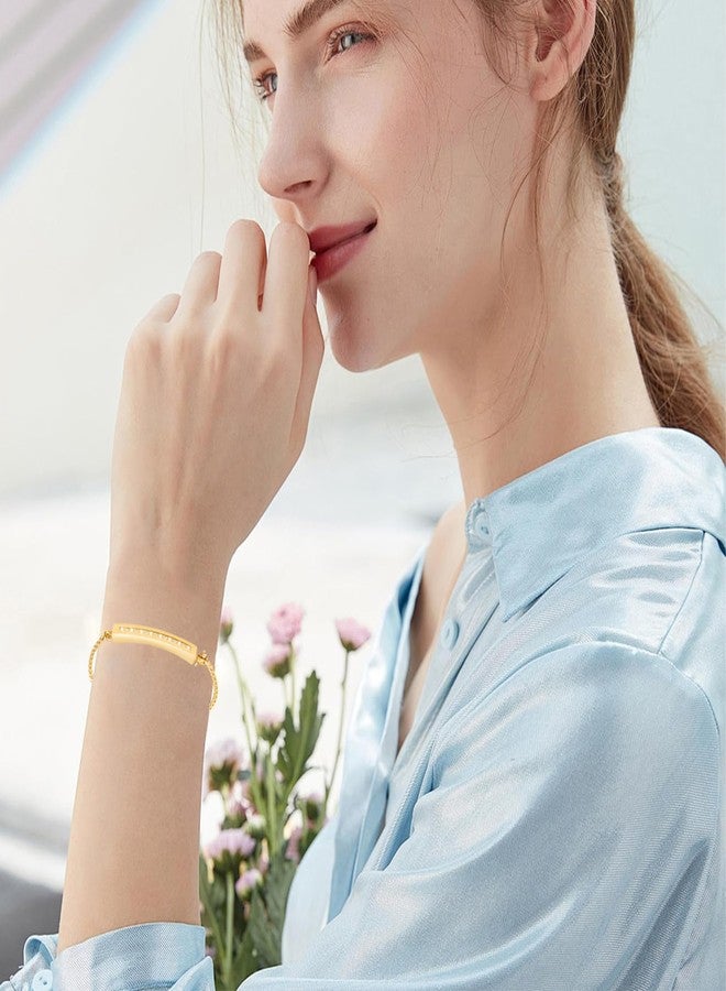 Hearbeingt Memorial Ashes Bracelet,Cremation Jewelry Urn Bracelet for Ashes Adjustable Classic Crystal Keepsake Bangle for Women Girl(Gold) - Image 4