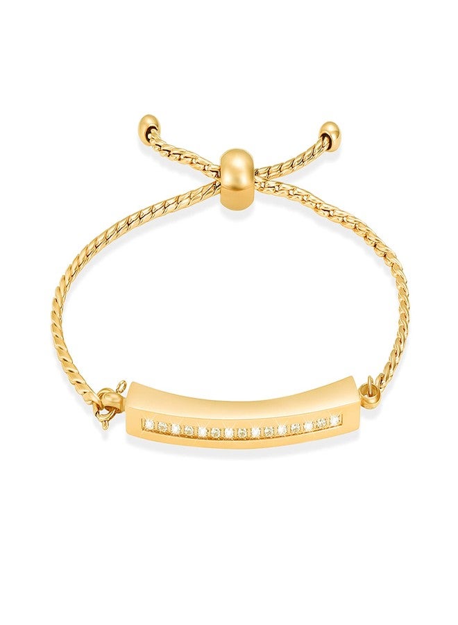Hearbeingt Memorial Ashes Bracelet,Cremation Jewelry Urn Bracelet for Ashes Adjustable Classic Crystal Keepsake Bangle for Women Girl(Gold) - Image 1