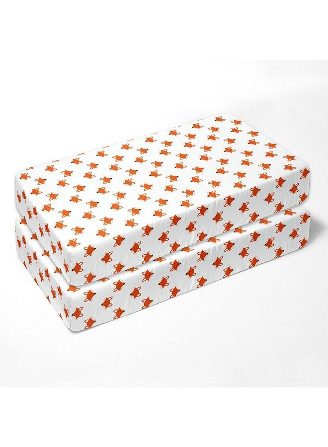 باكاتي Bacati - طقم مكون من قطعتين من ملاءات السرير المجهزة بطبعة ثعلب برتقالي/رمادي (برتقالي/رمادي) - Image 3