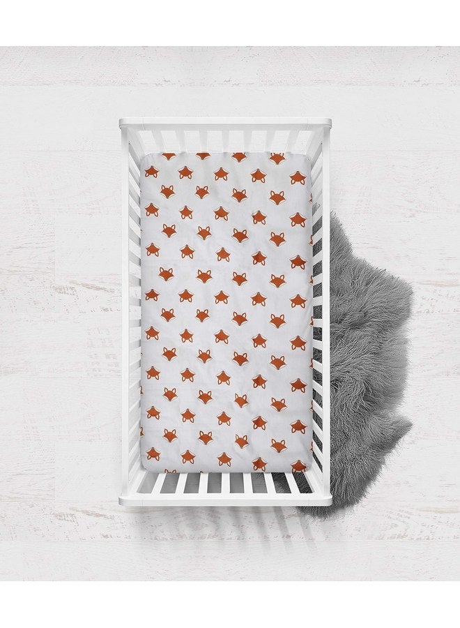 باكاتي Bacati - طقم مكون من قطعتين من ملاءات السرير المجهزة بطبعة ثعلب برتقالي/رمادي (برتقالي/رمادي) - Image 4