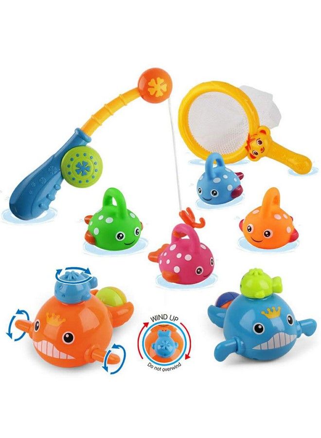 Dwi Dowellin Bath Toys Fishing Games Swimming Whales Bath Time Bathtub Toy For Toddlers Baby Kids Infant Fish Set Age 18Months And Up - Image 1