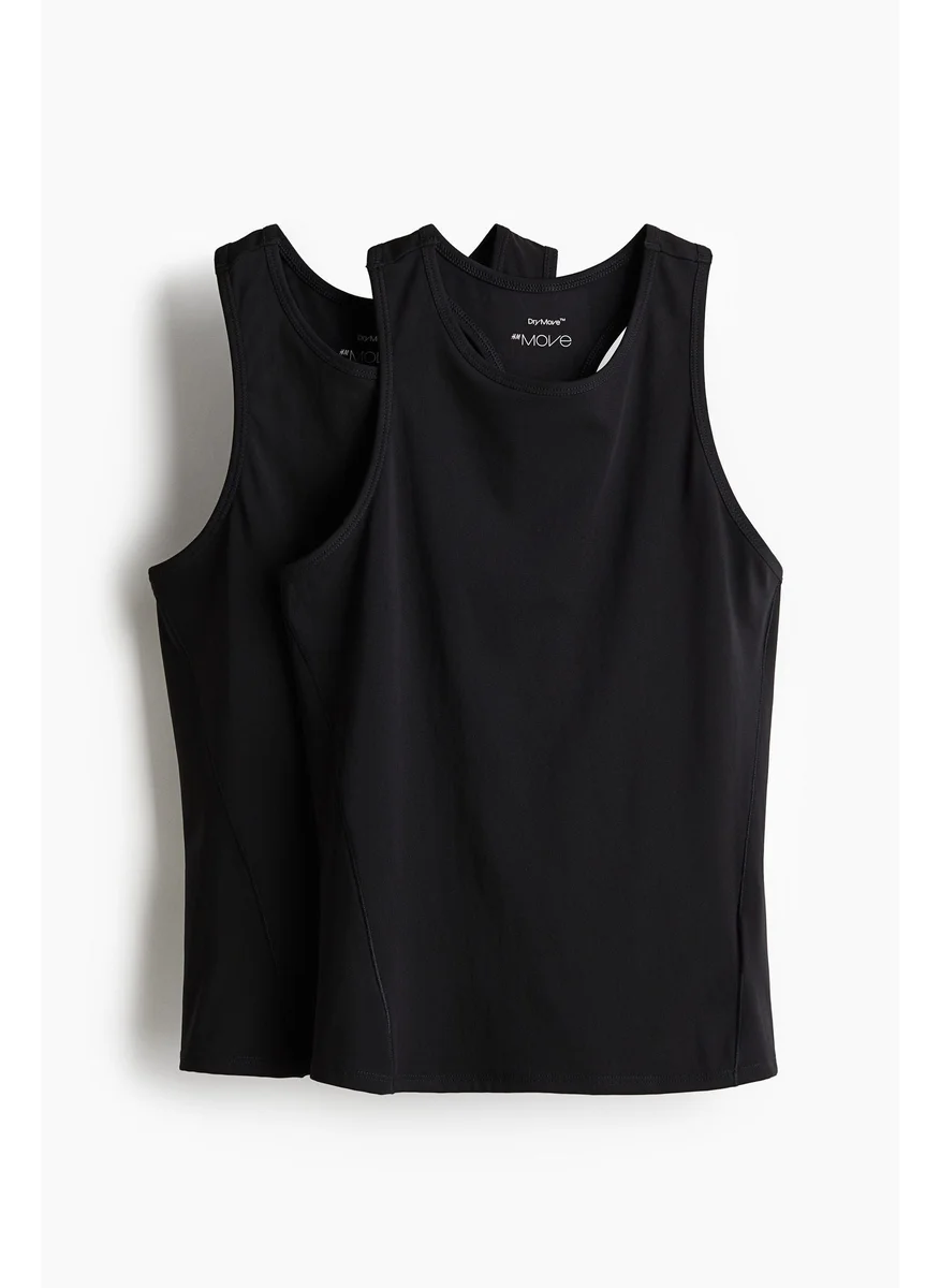 H&M 2-Pack Sports Vest Tops In Drymove