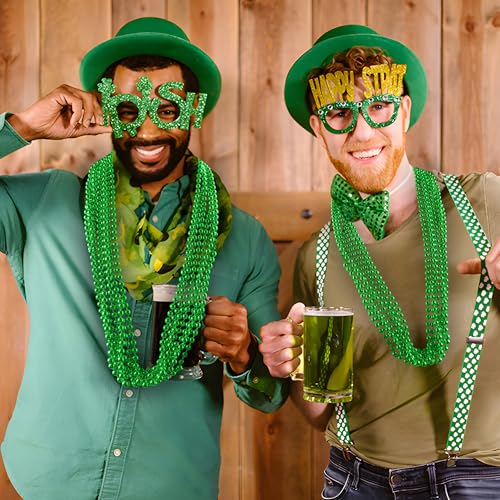 HOOSUN 30 Pack Mardi Gras Beads Necklaces Bulk,Mardi Gras St Patricks Day Accessories Green Beads Necklace Party Favors,St Patricks Day Necklaces Party Supplies Mardi Gras Decor for Party,School Event,Home - Image 2