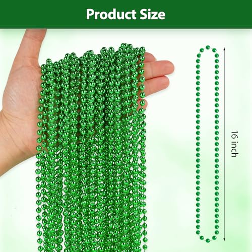 HOOSUN 30 Pack Mardi Gras Beads Necklaces Bulk,Mardi Gras St Patricks Day Accessories Green Beads Necklace Party Favors,St Patricks Day Necklaces Party Supplies Mardi Gras Decor for Party,School Event,Home - Image 5