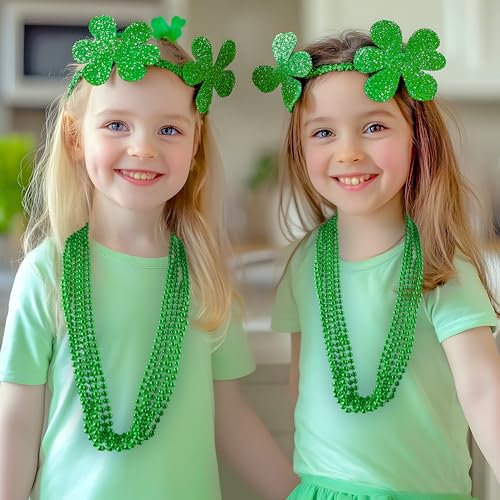 HOOSUN 30 Pack Mardi Gras Beads Necklaces Bulk,Mardi Gras St Patricks Day Accessories Green Beads Necklace Party Favors,St Patricks Day Necklaces Party Supplies Mardi Gras Decor for Party,School Event,Home - Image 4