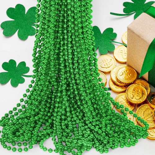 HOOSUN 30 Pack Mardi Gras Beads Necklaces Bulk,Mardi Gras St Patricks Day Accessories Green Beads Necklace Party Favors,St Patricks Day Necklaces Party Supplies Mardi Gras Decor for Party,School Event,Home - Image 3