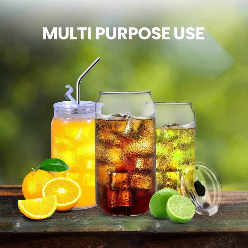 KELVEE Beer Can Shaped Drinking Glasses Tumbler with Straw and Plastic Lids Pack of 1,400ml Reusable Iced Coffee Soda Can Glasses Sipper Bottle Cool Iced Tea Mug Indoor & Outdoor (Coco) - Image 2