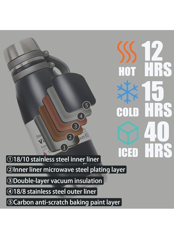 nuzki - 800ml Stainless Steel Vacuum Insulated Flask - Nuzki Leak-Proof, BPA-Free Double-Walled Sports Water Bottle for Hot and Cold Drinks - Ideal Travel Water Bottle - Image 1