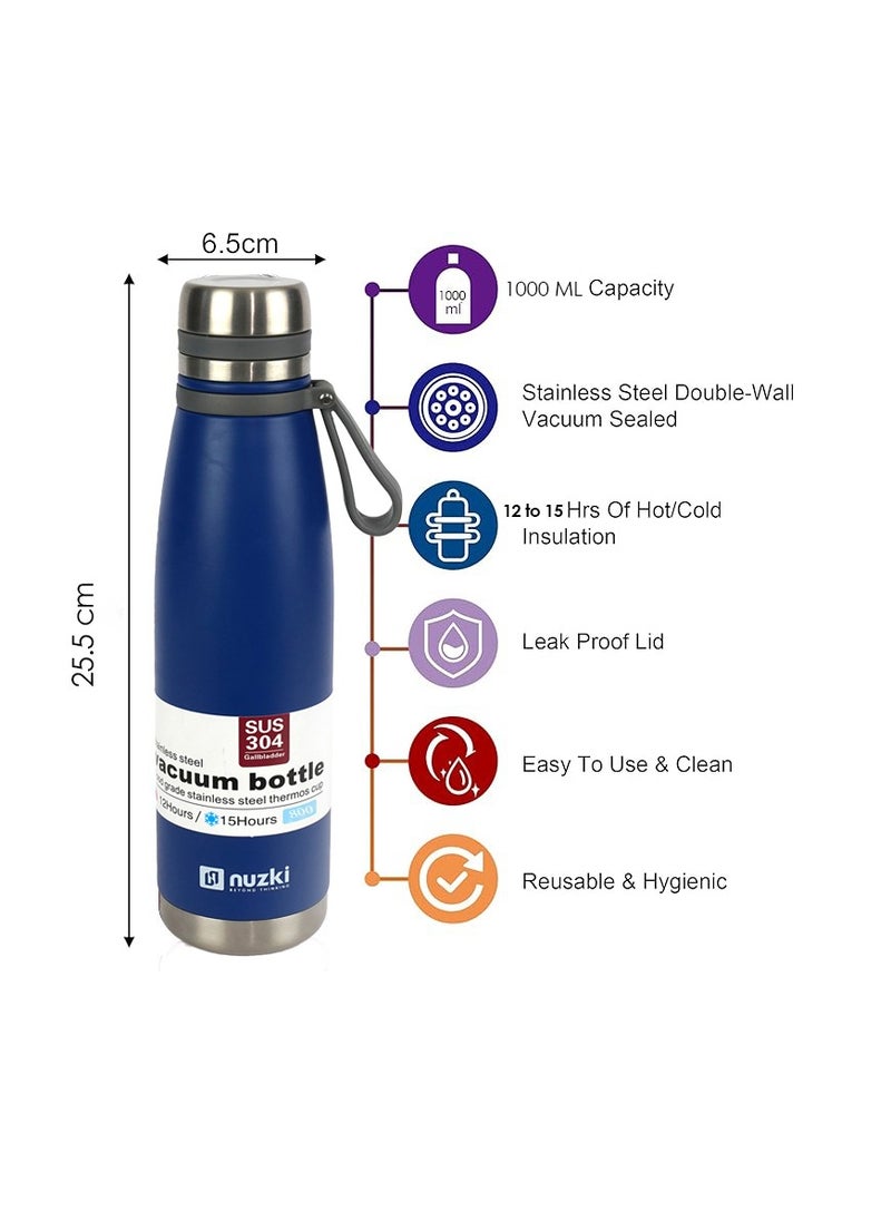 nuzki - 800ml Stainless Steel Vacuum Insulated Flask - Nuzki Leak-Proof, BPA-Free Double-Walled Sports Water Bottle for Hot and Cold Drinks - Ideal Travel Water Bottle - Image 1