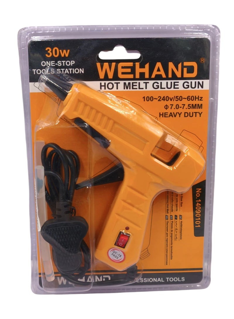WEHAND Hot Melt Glue Gun – 30W High-Performance Handheld Adhesive Tool – Strong Bonding for DIY, Crafts & Repairs – Orange Trigger Design - Image 2
