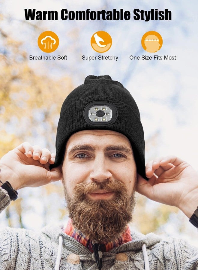 UNBON Bluetooth Beanie for Men, Bluetooth Beanie Hat with Light Headphones, Mens Birthday Gifts for Men Teen Boys Dad Black - Image 5