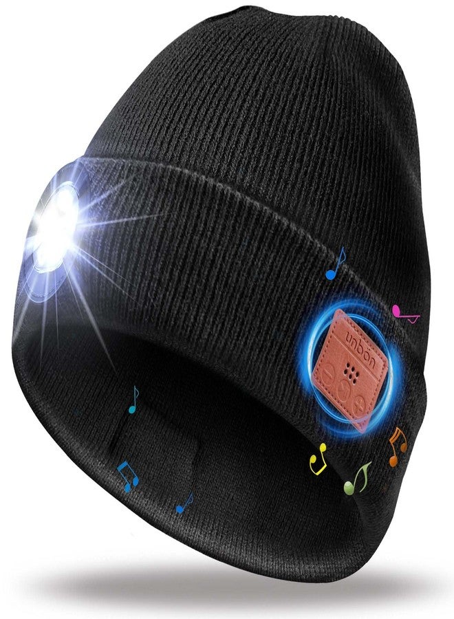 UNBON Bluetooth Beanie for Men, Bluetooth Beanie Hat with Light Headphones, Mens Birthday Gifts for Men Teen Boys Dad Black - Image 1