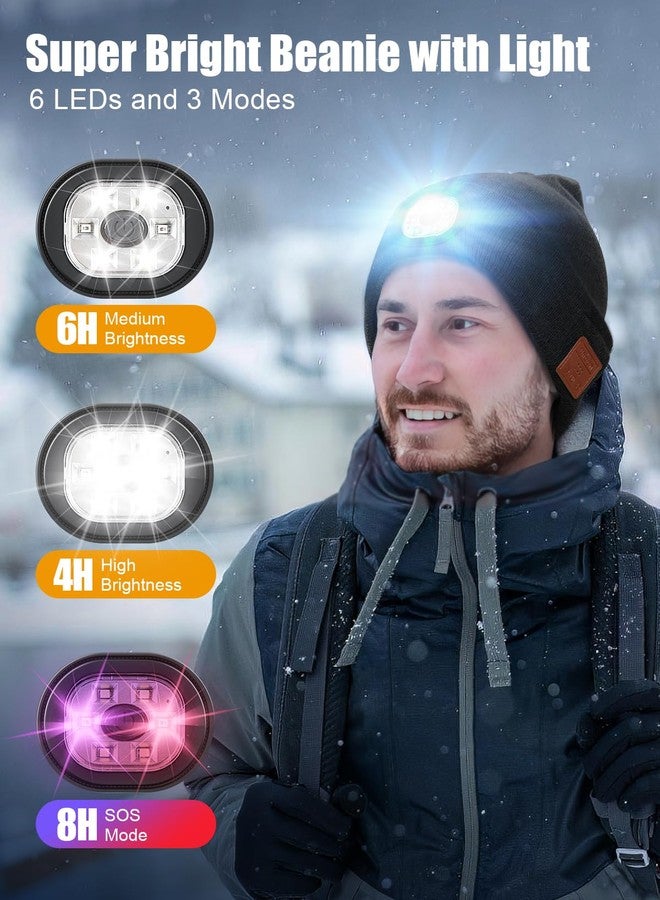 UNBON Bluetooth Beanie for Men, Bluetooth Beanie Hat with Light Headphones, Mens Birthday Gifts for Men Teen Boys Dad Black - Image 4