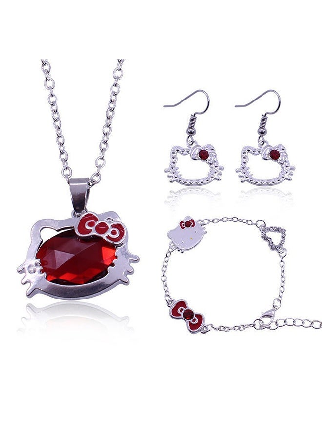 Sanrio Hello Kitty Jewelry Set for Women and Teens, Earring Necklace, and Bracelet Set - Image 1