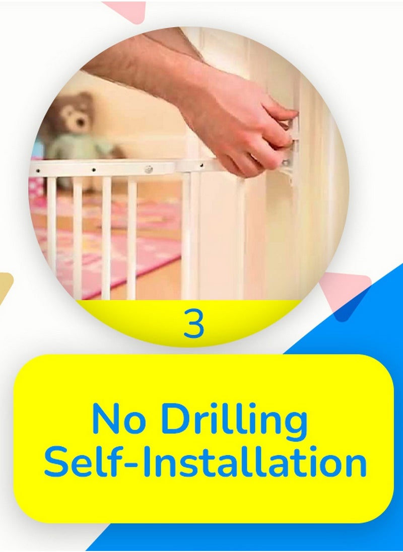 Kiddale - Baby 75-82cm AutoClose Baby Safety Gate Passage,  Double Locking Mechanism, Child Safety, Stair & Kitchen Gate, Barrier, Fence for kids and pets - Image 1