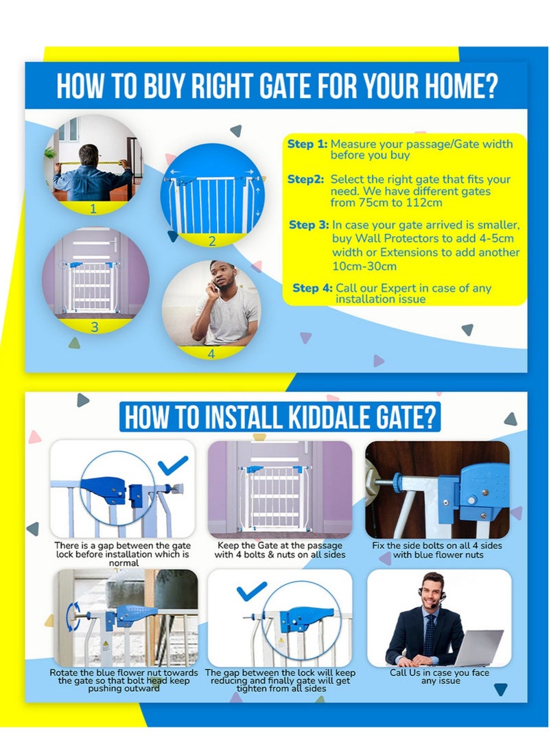 Kiddale - Baby 75-82cm AutoClose Baby Safety Gate Passage,  Double Locking Mechanism, Child Safety, Stair & Kitchen Gate, Barrier, Fence for kids and pets - Image 1