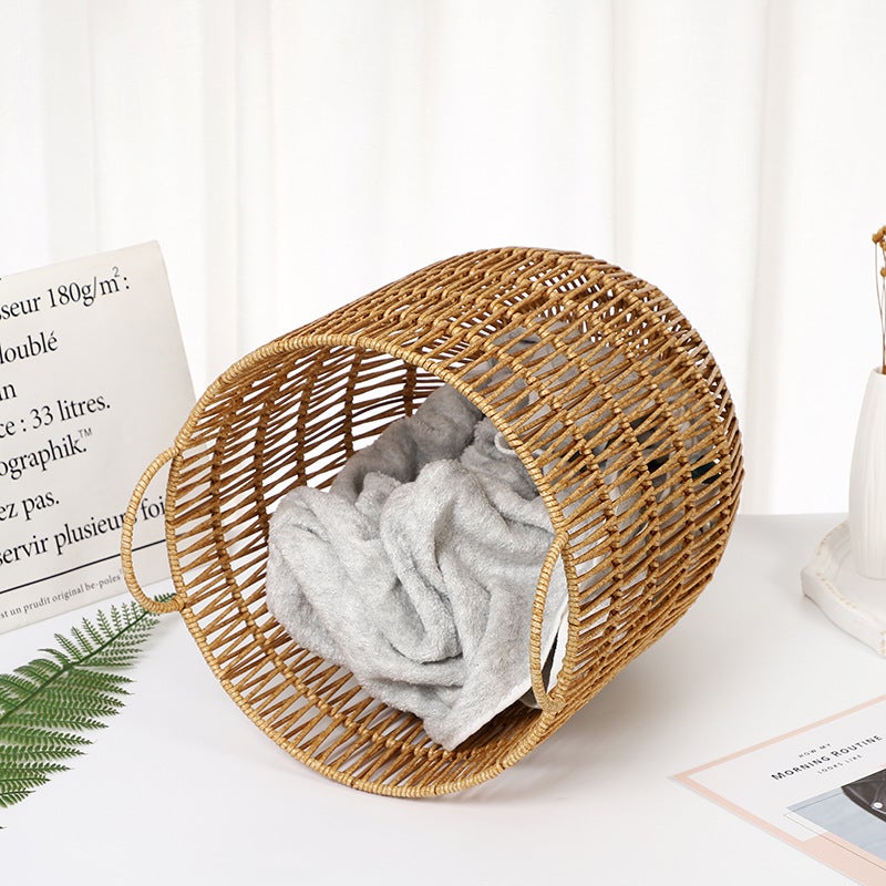 Dirty Clothes Basket Laundry Basket Clothes Storage Basket Household Clothes Basket Clothes Imitation Rattan Basket Dirty Clothes Basket Storage Artifact - Image 5