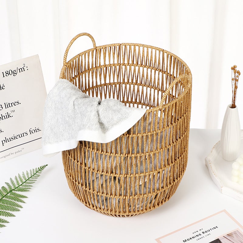Dirty Clothes Basket Laundry Basket Clothes Storage Basket Household Clothes Basket Clothes Imitation Rattan Basket Dirty Clothes Basket Storage Artifact - Image 3
