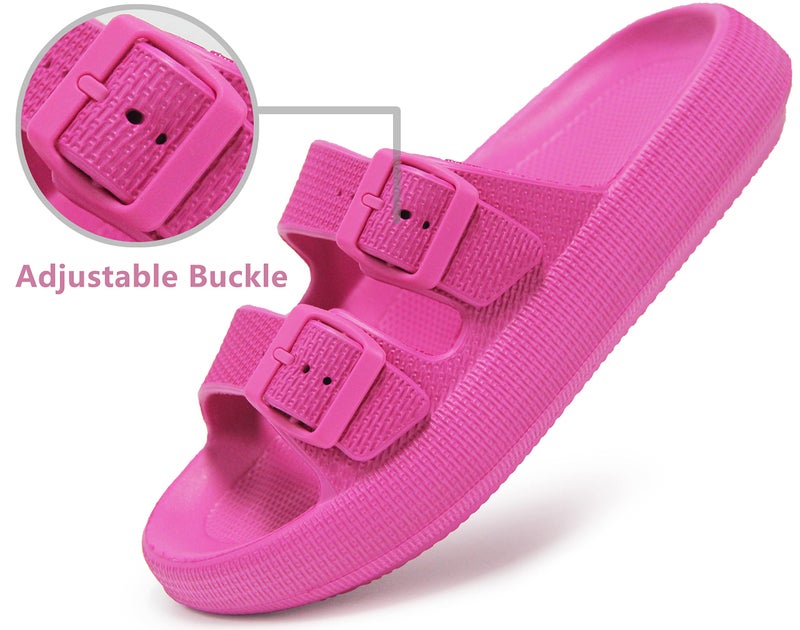 BenSorts Pillow Slippers for Women Cute Sandal Adjustable Buckles Soft Recovery Slides Shower Spa Bath House Slippers Indoor Hot Pink Men Size 8.5 9 9.5 Women Size 9.5 10 10.5 - Image 5