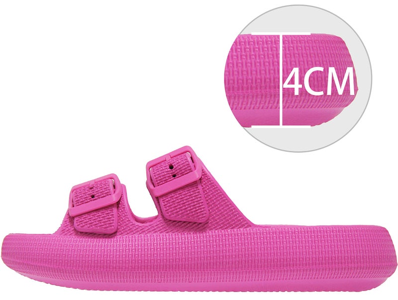 BenSorts Pillow Slippers for Women Cute Sandal Adjustable Buckles Soft Recovery Slides Shower Spa Bath House Slippers Indoor Hot Pink Men Size 8.5 9 9.5 Women Size 9.5 10 10.5 - Image 4