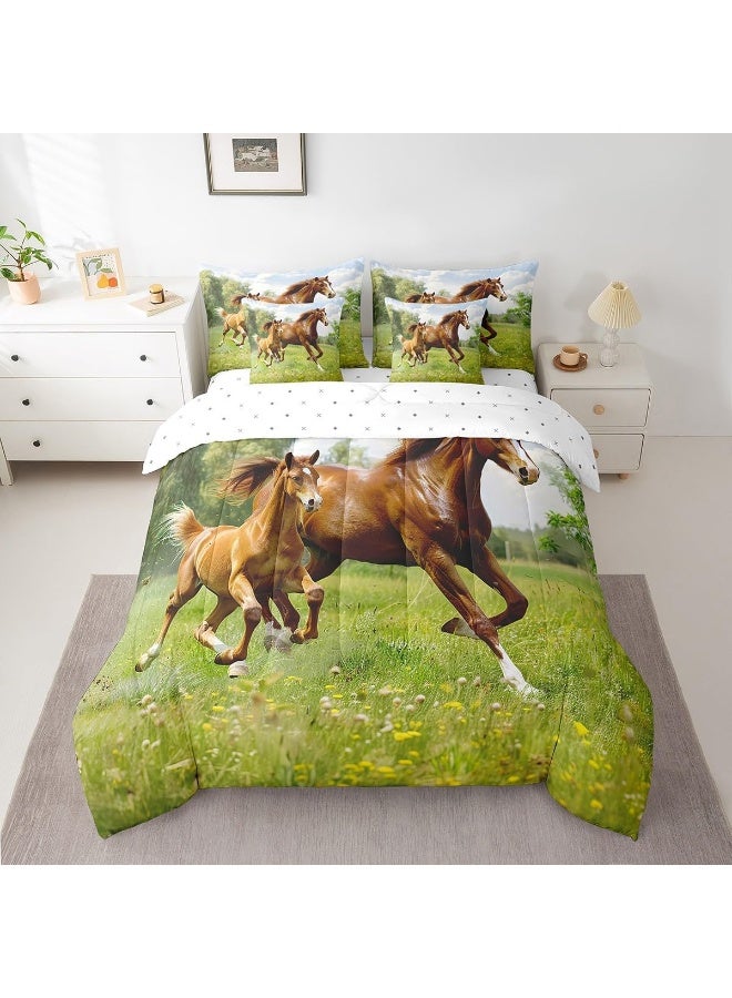 Feelyou Feelyou Horse Bed in a Bag Galloping Horse Bedding Set for Kids Boys Girls Teens Wild Animal Comforter Set Full Size 7 Pieces Wildlife Bed Set with Comforter, Sheet Set, Pillowcases, Pillow Covers  - Image 1