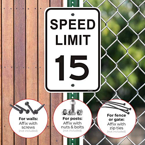 JW Signs Speed Limit 15 MPH Sign 4-Pack Slow Down Traffic Sign 12"x18"Rust Free 40Mil Aluminum UV Printed Outdoor Metal Reflective Easy to Mount No Fading Outdoor Use for Neighbour Driveway Yard or School - Image 3