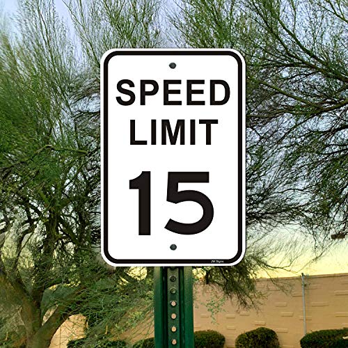 JW Signs Speed Limit 15 MPH Sign 4-Pack Slow Down Traffic Sign 12"x18"Rust Free 40Mil Aluminum UV Printed Outdoor Metal Reflective Easy to Mount No Fading Outdoor Use for Neighbour Driveway Yard or School - Image 5