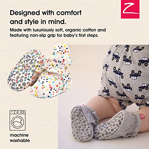Zutano Unisex Organic Cotton Baby Booties With Gripper Soles, Confetti, 12M - Image 2
