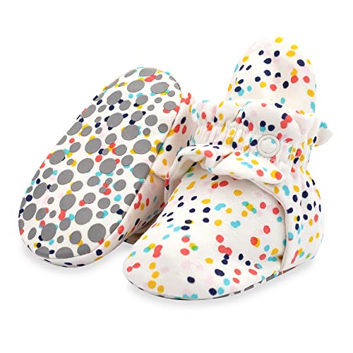 Zutano Unisex Organic Cotton Baby Booties With Gripper Soles, Confetti, 12M - Image 1