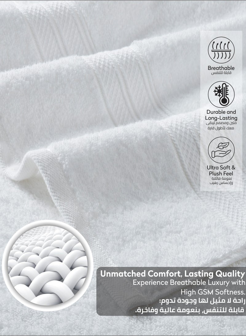 Donetella Premium 100 % Combed Cotton 2-Pcs Hand Towel Set (50 X 90 CM) 600 GSM Super Soft Hand Towel, Highly Absorbent, Quick Dry,Best Towel for Bathroom, Spa And Hotel,White - Image 5