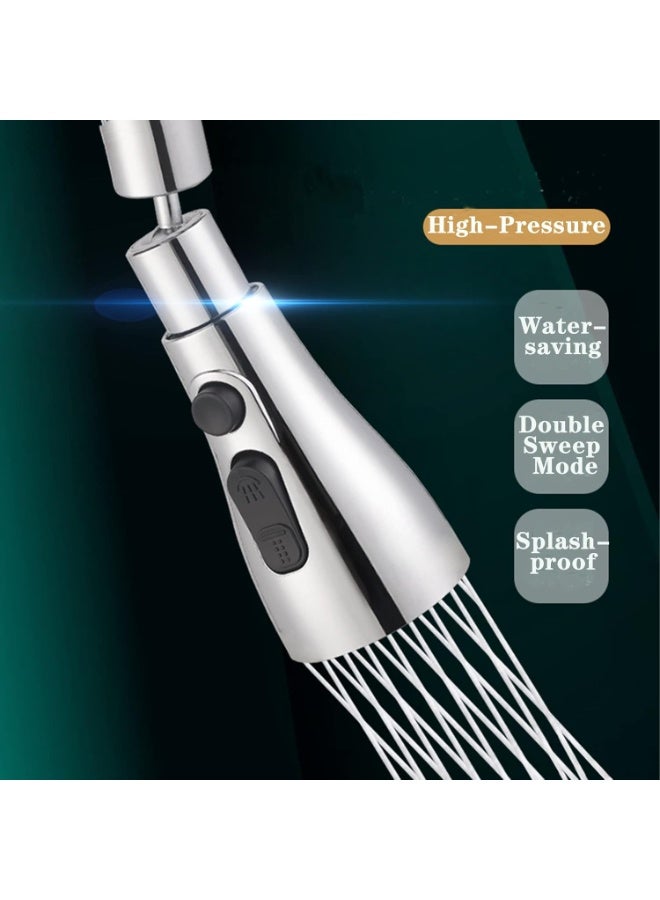 360° rotating kitchen faucet connector with 3 spray patterns, compatible with most sink faucets. - Image 2