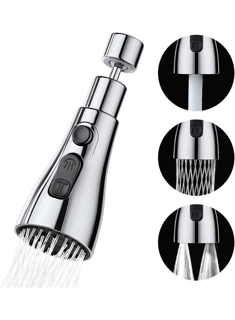 360° rotating kitchen faucet connector with 3 spray patterns, compatible with most sink faucets. - Image 1