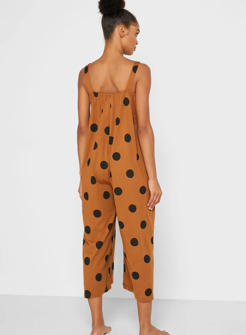Ginger Polka Dot Cropped Pyjama Set