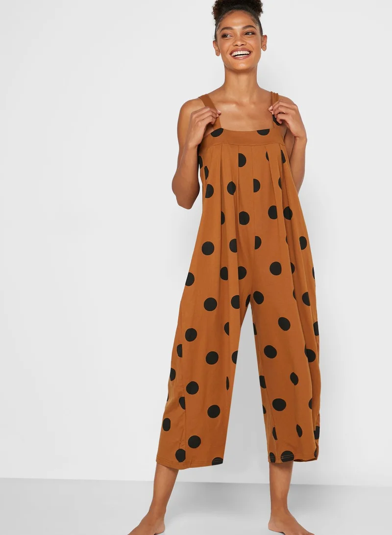 Ginger Polka Dot Cropped Pyjama Set