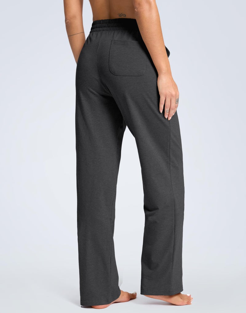 SANTINY 31"/33"/35" Women's Tall Cotton Sweatspants Yoga Lounge Casual Pants Open Bottom Sweat Pants for Women with Pocketsï¼ˆCharcoal-L35_Mï¼‰ - Image 4