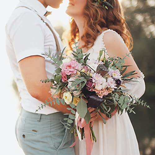 CEWOR 80pcs Artificial Eucalyptus Stems Fake Eucalyptus Leaves Stems Real Touch Leaf Branches for Flower Bouquet Wedding Easter Centerpiece Spring Home Office Decor - Image 5