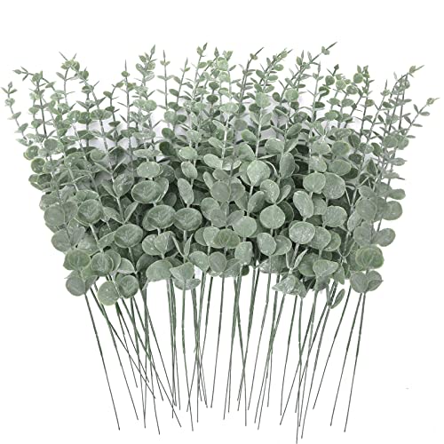 CEWOR 80pcs Artificial Eucalyptus Stems Fake Eucalyptus Leaves Stems Real Touch Leaf Branches for Flower Bouquet Wedding Easter Centerpiece Spring Home Office Decor - Image 1