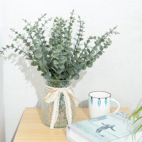 CEWOR 80pcs Artificial Eucalyptus Stems Fake Eucalyptus Leaves Stems Real Touch Leaf Branches for Flower Bouquet Wedding Easter Centerpiece Spring Home Office Decor - Image 3