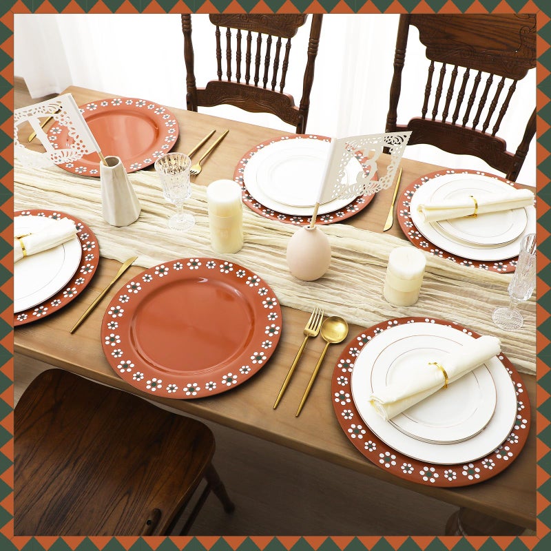 Jinei 10 Pcs 13 Inch Platos De Barro Mexican Floral Charger Plates Mexican Barro Talavera Plates for Theme Birthday Wedding Cinco De Mayo Party Decorations (Stylish) - Image 3