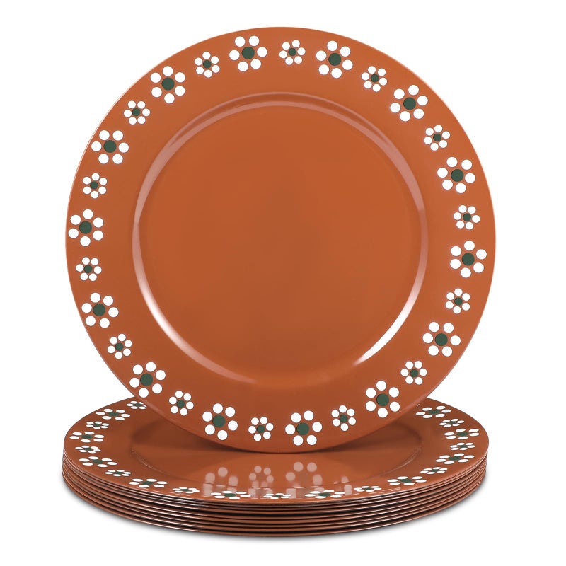 Jinei 10 Pcs 13 Inch Platos De Barro Mexican Floral Charger Plates Mexican Barro Talavera Plates for Theme Birthday Wedding Cinco De Mayo Party Decorations (Stylish) - Image 1