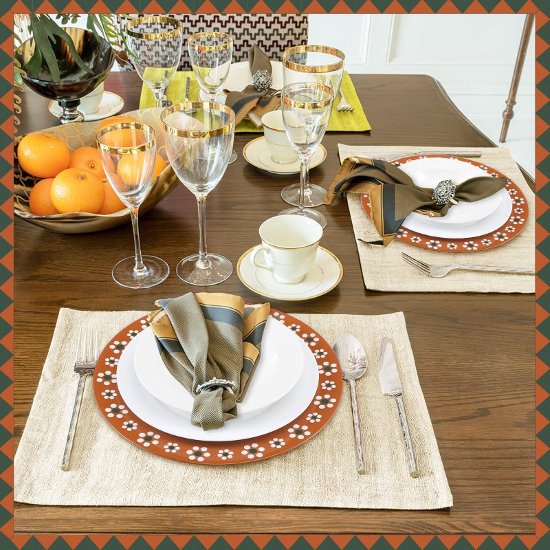 Jinei 10 Pcs 13 Inch Platos De Barro Mexican Floral Charger Plates Mexican Barro Talavera Plates for Theme Birthday Wedding Cinco De Mayo Party Decorations (Stylish) - Image 5